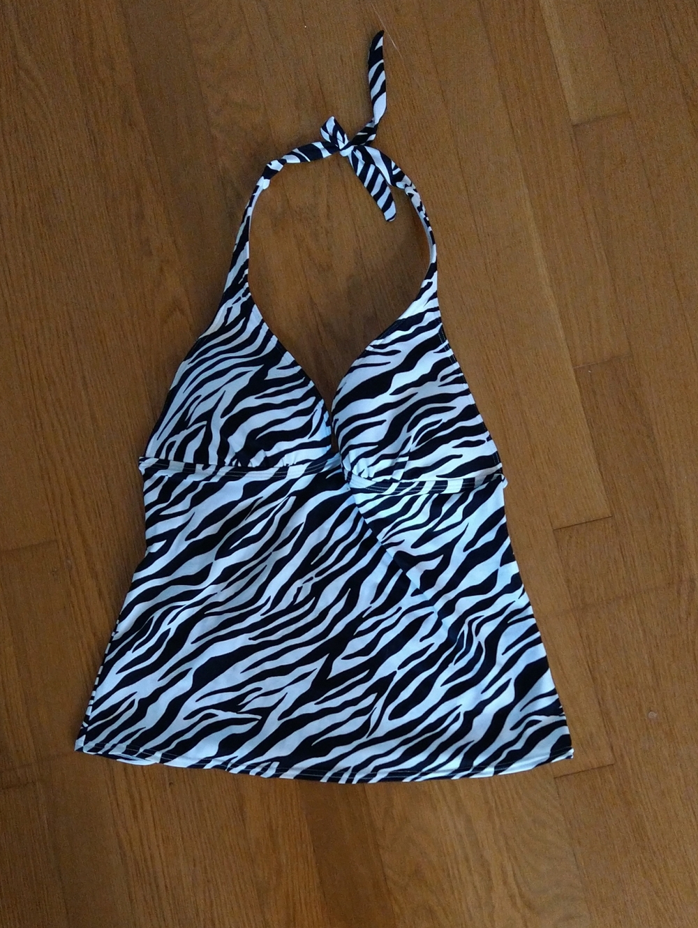 Victoria Secret Black & White Zebra Halter Tankini Top Size L